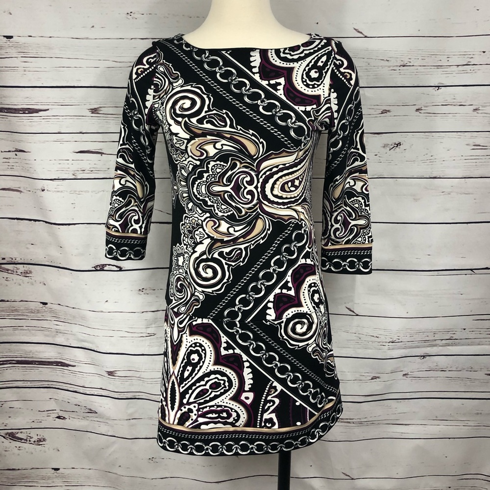 WHBM Black Chain Print Dress